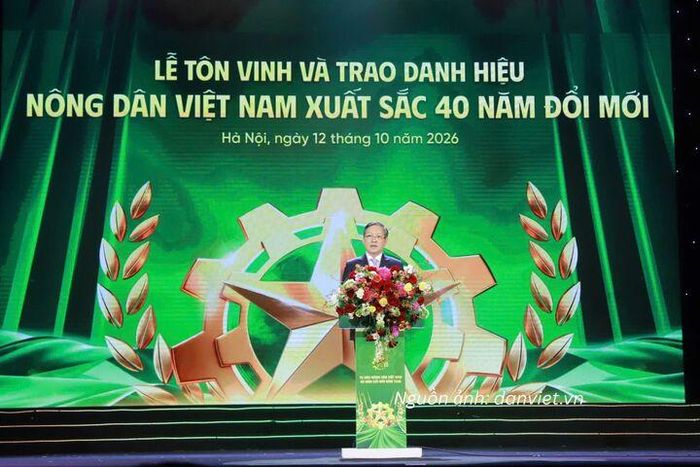 Ông Lương Quốc Đoàn, Ủy viên Ban Chấp hành Trung ương Đảng, Chủ tịch Trung ương Hội Nông dân Việt Nam phát biểu tại sự kiện.