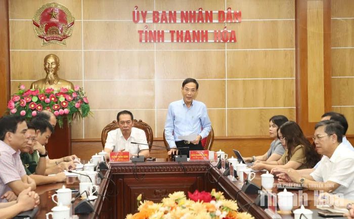 Phó Chủ tịch UBND tỉnh Đầu Thanh Tùng phát biểu tại điểm cầu tỉnh Thanh Hóa.