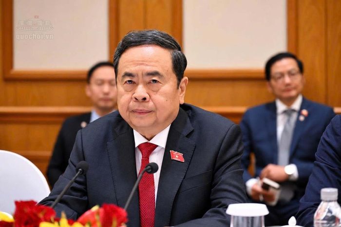 Chủ tịch Quốc hội Trần Thanh Mẫn tại cuộc gặp các nhân sĩ hữu nghị . Ảnh: Cổng thông tin điện tử Quốc hội.