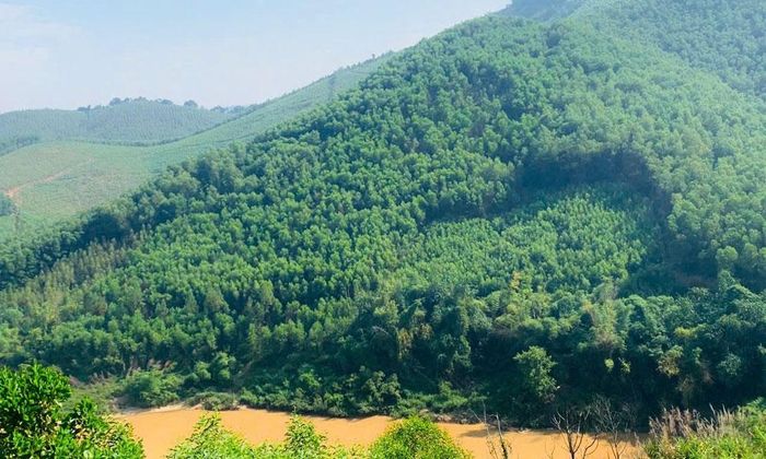  Khu vực mỏ cát tại thôn Đồng Chùa, xã Yên Định đã được cấp phép khai thác. Ảnh: Trịnh Lan. 