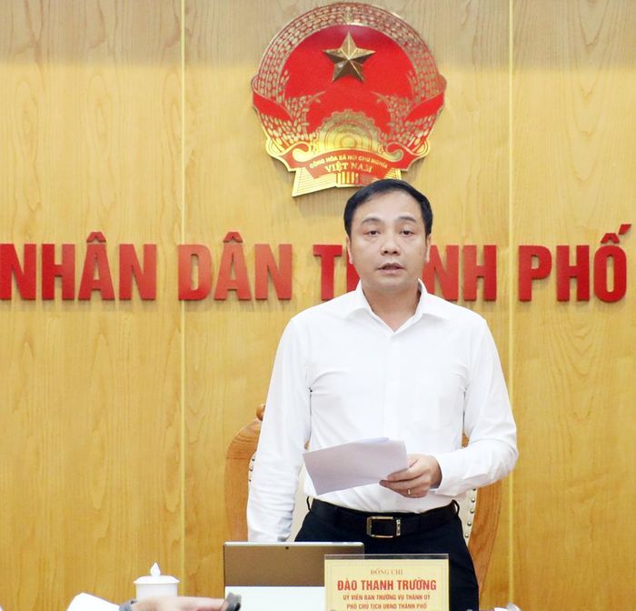 Đồng chí Đào Thanh Trường phát biểu tại điểm cầu thành phố Bắc Ninh.