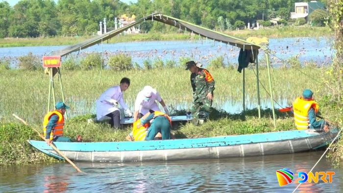 Tình huống diễn tập phòng thủ dân sự tại xã Thăng Điền.