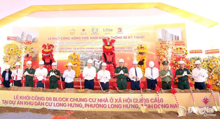 Lễ khởi công 2.805 căn nhà ở xã hội tại phường Long Hưng vào tháng 1-2026. Ảnh tư liệu