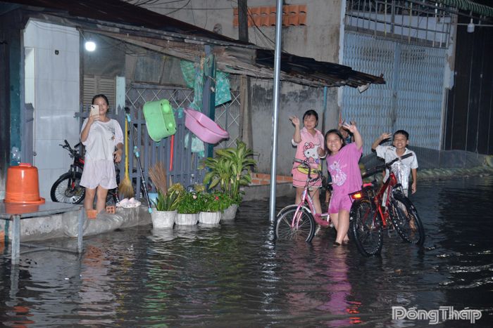  Triều cường gây ngập tại khu vực bến phà Mỹ Thuận cũ thuộc xã An Hữu, tỉnh Đồng Tháp.