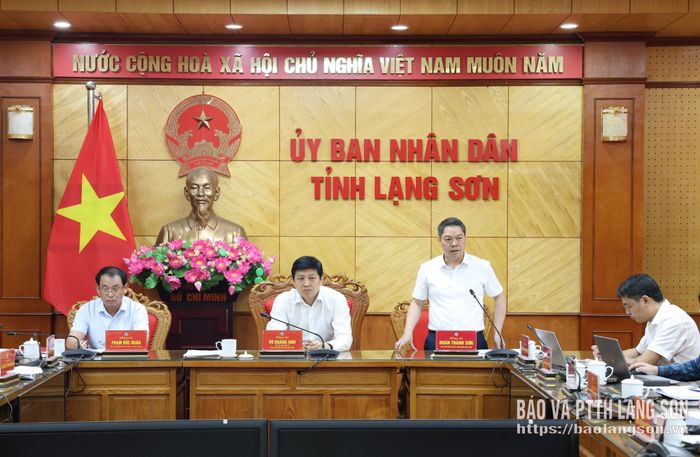 Đồng chí Đoàn Thanh Sơn, Phó Chủ tịch UBND tỉnh phát biểu tại cuộc họp