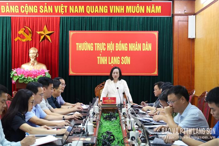 Đồng chí Đoàn Thị Hậu, Phó Bí thư Tỉnh ủy, Chủ tịch HĐND tỉnh phát biểu kết luận buổi làm việc