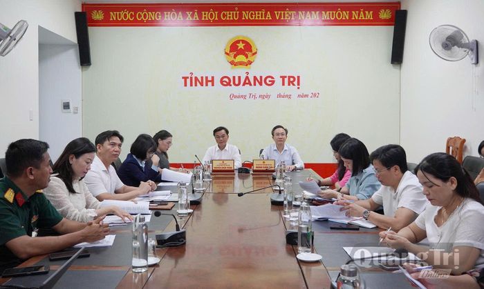 Quang cảnh cuộc họp tại điểm cầu tỉnh Quảng Trị - Ảnh: N.L