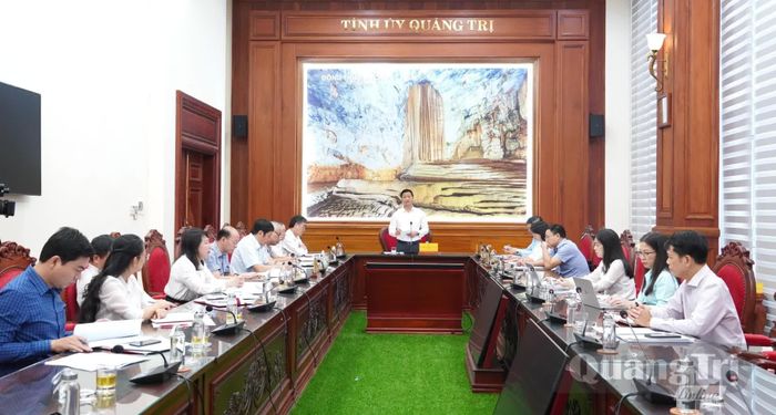 Đồng chí Vương Quốc Tuấn, Bí thư Tỉnh ủy phát biểu kết luận tại buổi làm việc - Ảnh: Q.V