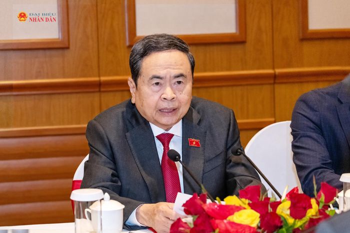 Chủ tịch Quốc hội Trần Thanh Mẫn phát biểu tại cuộc tiếp