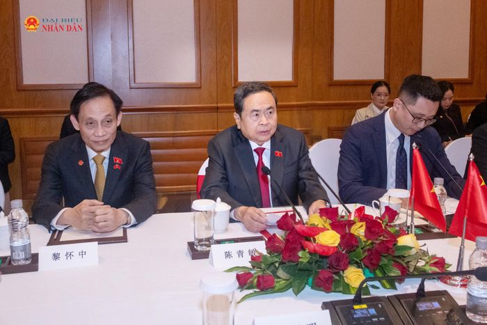 Chủ tịch Quốc hội Trần Thanh Mẫn phát biểu tại cuộc tiếp