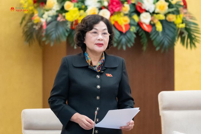 Phó Chủ tịch Quốc hội Nguyễn Thị Hồng phát biểu tại phiên họp. Ảnh: Phạm Thắng
