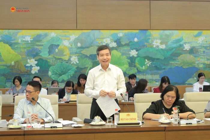 Thứ trưởng Bộ Tài chính Tạ Anh Tuấn phát biểu tại cuộc làm việc