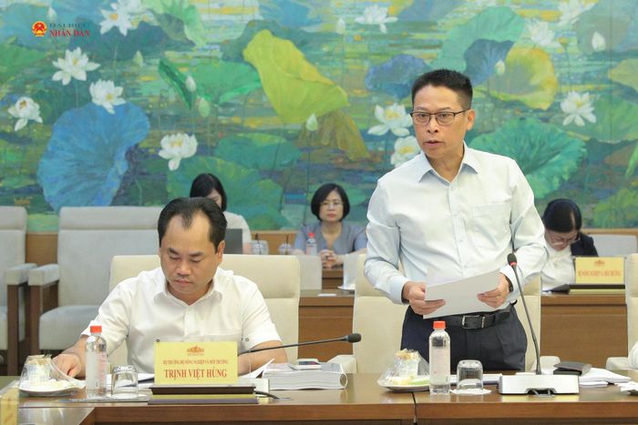 Cục trưởng Cục Quản lý Đất đai Đào Trung Chính trình bày Báo cáo tiếp thu, giải trình, hoàn thiện dự án Luật Đất đai (sửa đổi)