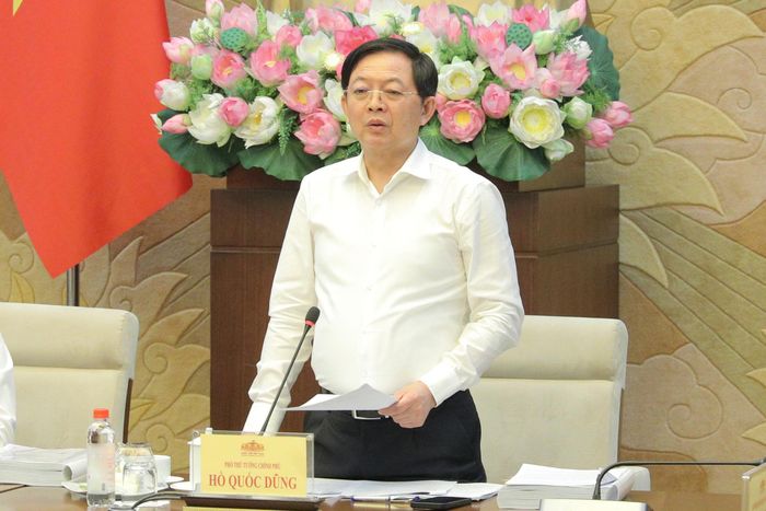 Phó Thủ tướng Chính phủ Hồ Quốc Dũng phát biểu tại cuộc làm việc