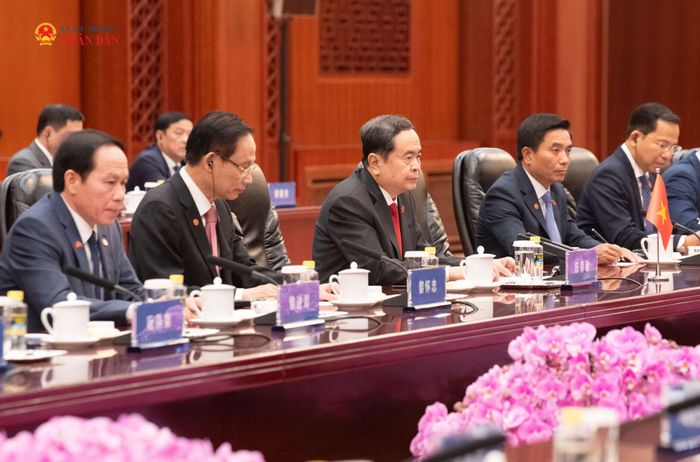 Chủ tịch Quốc hội Trần Thanh Mẫn phát biểu tại cuộc hội đàm