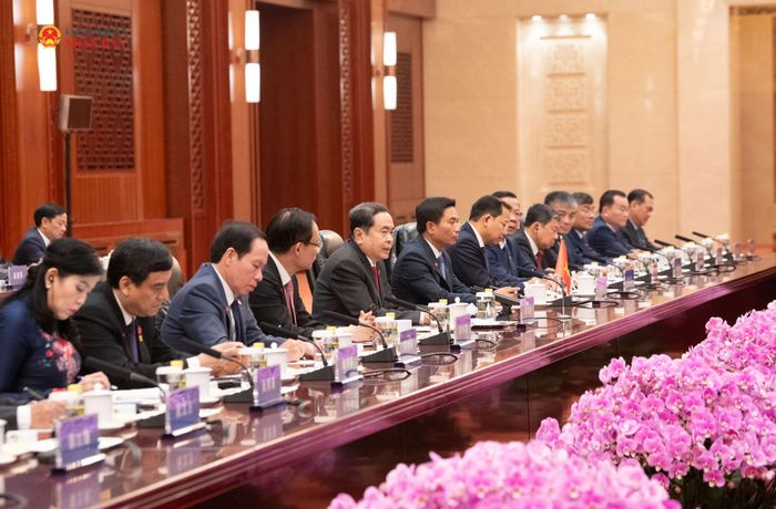 Chủ tịch Quốc hội Trần Thanh Mẫn phát biểu tại cuộc hội đàm