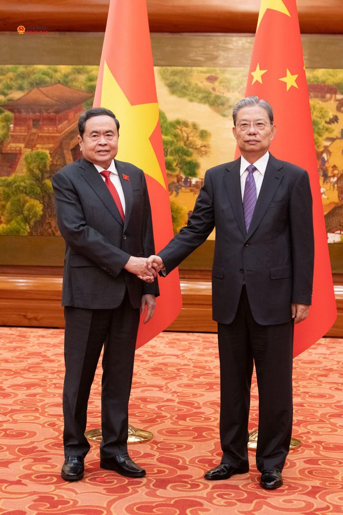 Chủ tịch Quốc hội Trần Thanh Mẫn và Ủy viên trưởng Ủy ban Thường vụ Nhân đại toàn quốc Trung Quốc Triệu Lạc Tế