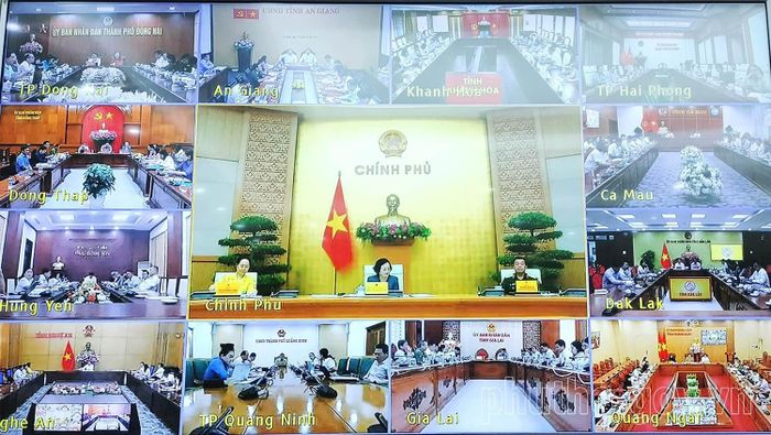 Các điểm cầu tỉnh, thành phố tham dự cuộc họp