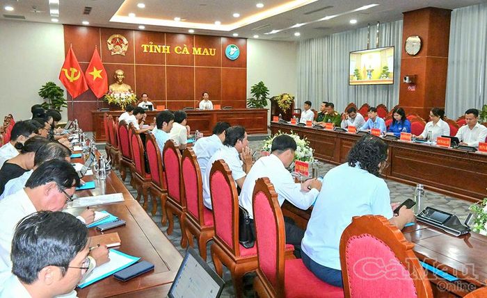 Các đại biểu tham dự hội nghị tại điểm cầu tỉnh Cà Mau.