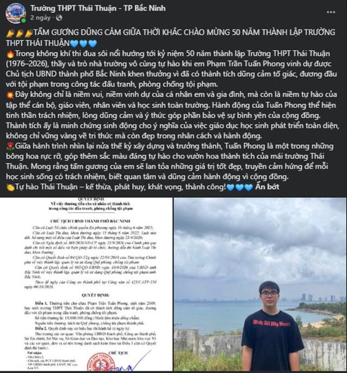 Thông tin được Trường THPT Thái Thuận đăng tải.