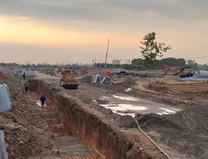 Khu tái định cư ở thôn Thượng Phúc đang được thi công. Ảnh: Đỗ Đạt