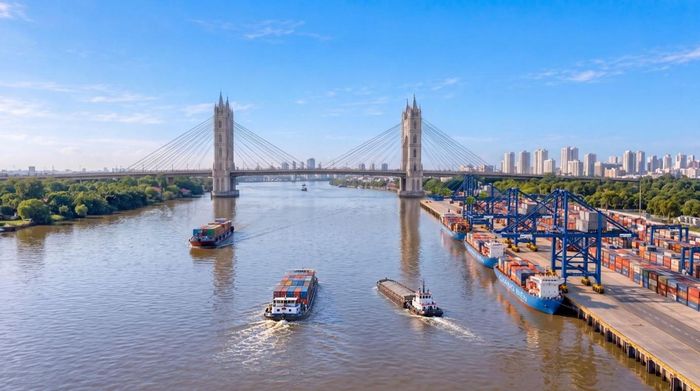Phối cảnh tổng thể Cảng thủy nội địa Giang Biên bên sông Đuống, được quy hoạch trên diện tích hơn 35ha.