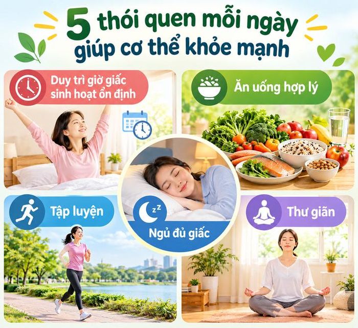 Thói quen đơn giản mỗi ngày giúp cơ thể khỏe mạnh hơn. Ảnh AI.