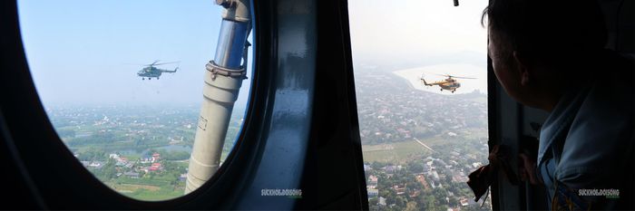 Trực thăng của lực lượng Phòng không - Không quân thực hiện nhiệm vụ trong diễn tập. Ảnh: Tuấn Anh