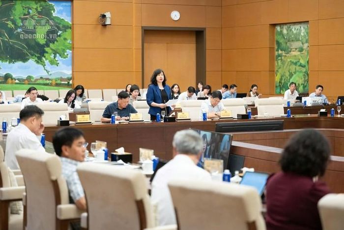 Bộ trưởng Đào Hồng Lan trình bày những điểm mới của luật. Ảnh: Media Quốc hội