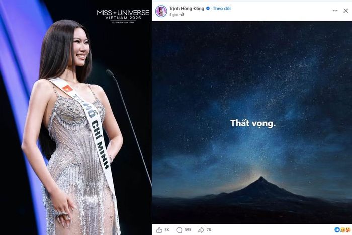  Á hậu Hồng Đăng đăng dòng trạng thái: "Thất vọng" giữa lúc dân mạng lan truyền những tin nhắn trong nhóm chat chê trách thái độ của cô khi không tham gia media tour. 