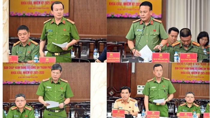 Bí thư Đảng ủy các phòng nghiệp vụ CATP báo cáo tại hội nghị