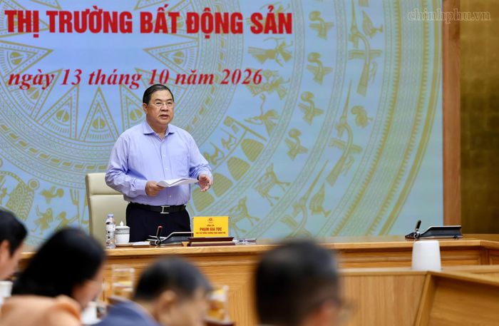  Phó thủ tướng Thường trực Phạm Gia Túc chủ trì phiên họp thứ nhất của Ban chỉ đạo Trung ương về chính sách nhà ở và thị trường bất động sản. Ảnh: VGP. 