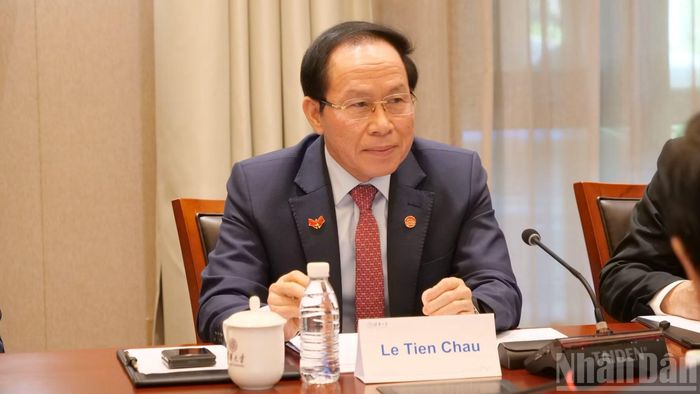 Phó Thủ tướng Chính phủ Lê Tiến Châu phát biểu tại cuộc làm việc.