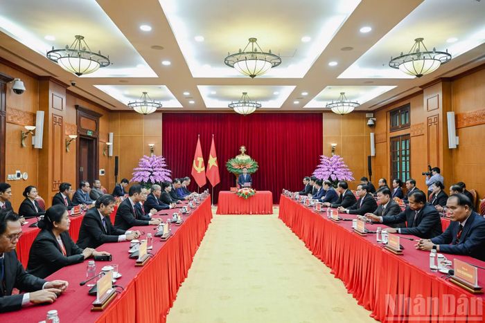 Quang cảnh cuộc tiếp tại Trụ sở Trung ương Đảng. (Ảnh: DUY LINH)