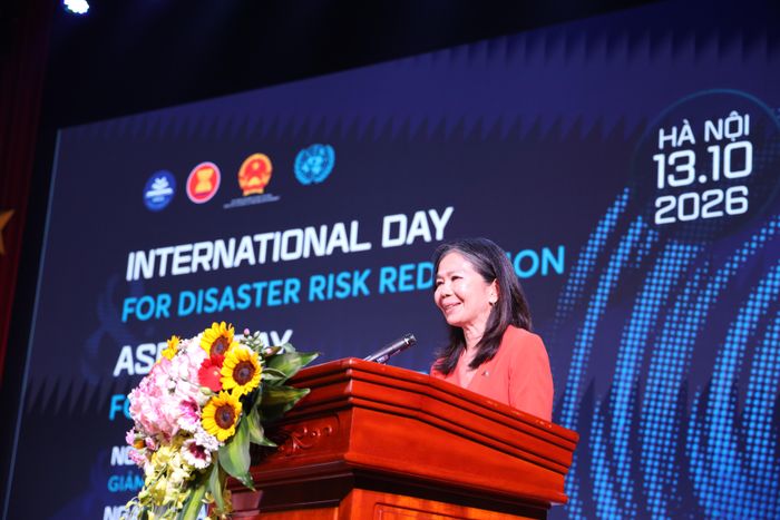 Bà Pauline Tamesis, Điều phối viên thường trú Liên hợp quốc tại Việt Nam, phát biểu. Ảnh: NGỌC HÀ