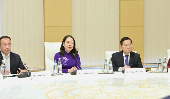 Phó Chủ tịch nước Võ Thị Ánh Xuân hội đàm với Thủ tướng Georgia Irakli Kobakhidze. (Ảnh: Bảo Chi)