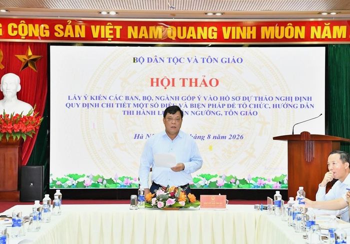 Bộ Dân tộc và Tôn giáo chủ trì xây dựng Nghị định hướng dẫn thi hành Luật Tín ngưỡng, tôn giáo năm 2026 và tổ chức nhiều hội nghị lấy ý kiến xây dựng nghị định.(Nguồn ảnh: Bộ Dân tộc và Tôn giáo)