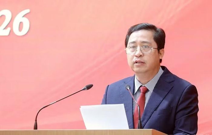 Bí thư Tỉnh ủy Lào Cai Dương Quốc Huy phát biểu tại hội nghị.