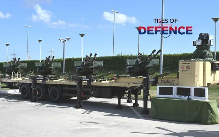 Công ty FDI Falcon Dynamic Systems ra mắt hệ thống phòng không Falcon 23-4M Lightning chống UAV tại Triển lãm ADEX 2026. Ảnh: timesofdefence.com.tr