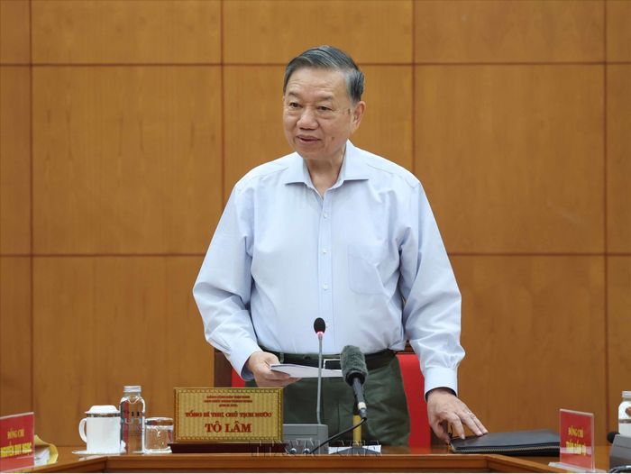 Tổng Bí thư, Chủ tịch nước Tô Lâm phát biểu tại cuộc làm việc với Đảng ủy Chính phủ, Đảng ủy Bộ Văn hóa, Thể thao và Du lịch về phát triển thể dục, thể thao hôm 2/10. Ảnh: TTXVN