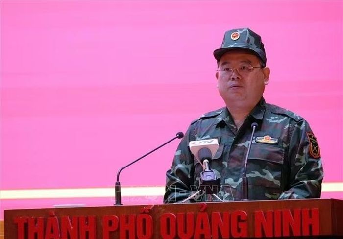 Bí thư Thành ủy Quảng Ninh Quản Minh Cường phát biểu.