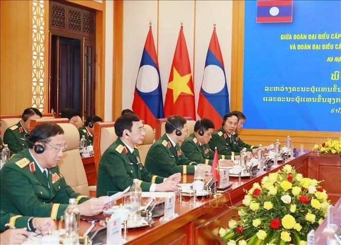 Đại tướng Phan Văn Giang, Ủy viên Bộ Chính trị, Phó Thủ tướng, Bộ trưởng Bộ Quốc phòng phát biểu tại hội đàm. Ảnh: Trọng Đức/TTXVN
