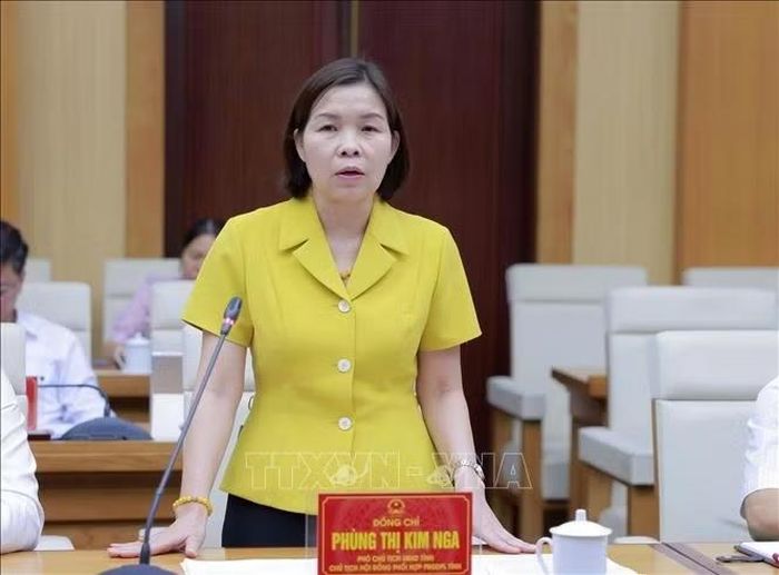 Bà Phùng Thị Kim Nga, Phó Chủ tịch UBND tỉnh Phú Thọ, phát biểu tại buổi làm việc.
