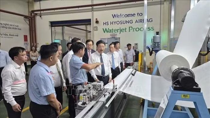 Lãnh đạo thành phố Đà Nẵng thăm nhà máy sản xuất của Tập đoàn HS Hyosung tại Khu công nghiệp Tam Thăng (Khu kinh tế mở Chu Lai).