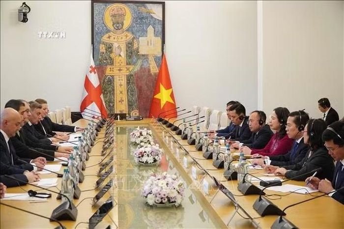 Phó Chủ tịch nước Võ Thị Ánh Xuân hội kiến Chủ tịch Quốc hội Gruzia Shalva Papuashvili.