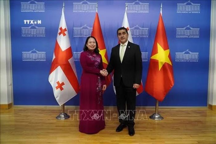 Phó Chủ tịch nước Võ Thị Ánh Xuân và Chủ tịch Quốc hội Gruzia Shalva Papuashvili.