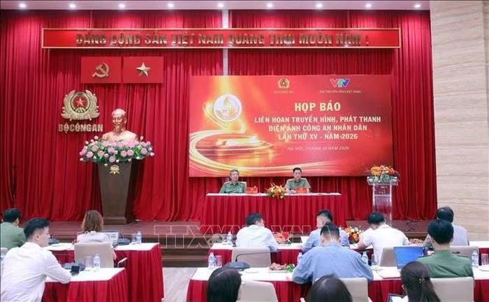 Họp báo liên hoan Truyền hình, Phát thanh, Điện ảnh Công an nhân dân lần thứ 15 năm 2026. Ảnh: Phạm Kiên/TTXVN