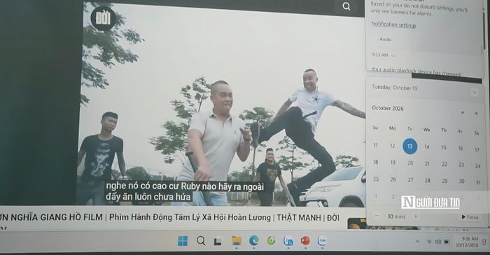 Hình ảnh một cảnh trong phim “Ơn nghĩa giang hồ” được đăng tải trên YouTube, với các tình tiết mang màu sắc giang hồ, bạo lực.