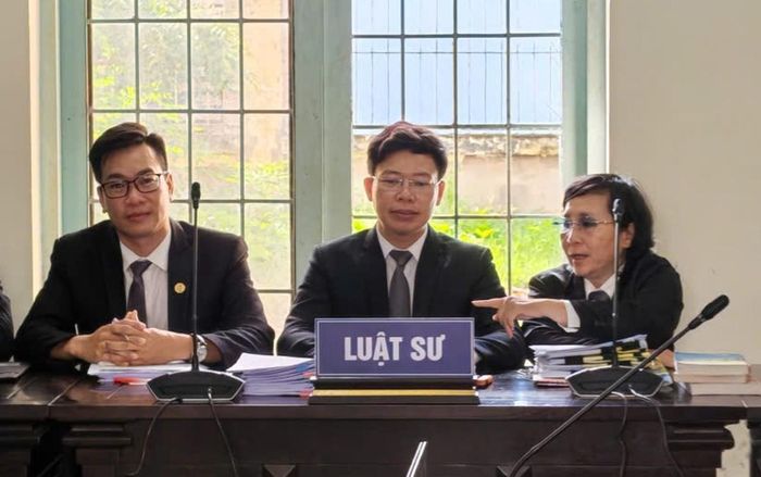 Từ trái qua phải: luật sư Nguyễn Hoàng Trung Hiếu, luật sư Đỗ Ngọc Thanh, luật sư Ngô Thái Tùng Thư, được Hội Bảo vệ Quyền Trẻ em TPHCM cử tham gia bảo vệ quyền và lợi ích hợp pháp của bị hại. Ảnh: Đ.T.H
