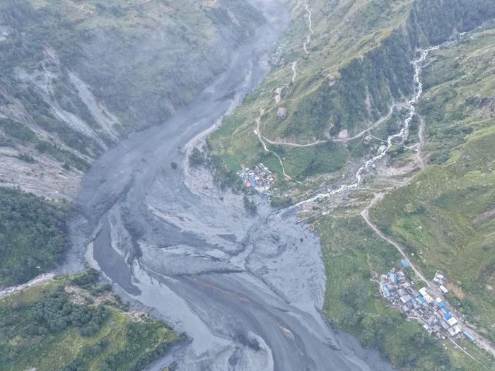 Ảnh chụp khu vực bị lũ quét ngày 11/10 tại huyện Gorkha, Nepal. Nguồn: Reuters